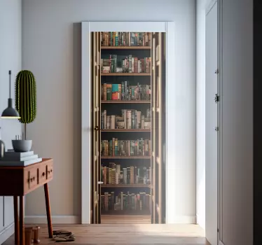 Adesivo per porta corridoio attraverso una biblioteca - TenStickers