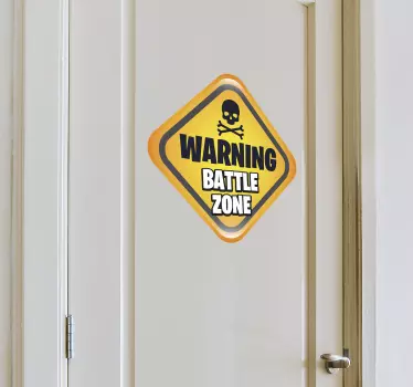 Adesivo per porta zona di battaglia di avvertimento - TenStickers