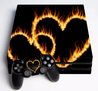Adesivo ps4 design cuore infiammato - TenStickers
