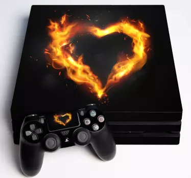 Adesivo ps4 emblema cuore fiammeggiante - TenStickers