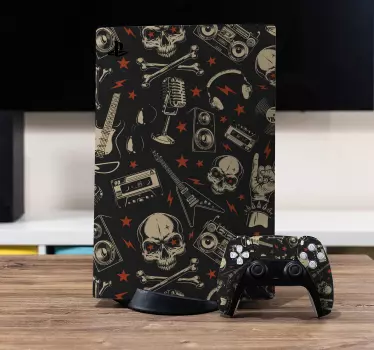 Adesivo Ps5 teschio e musica - TenStickers
