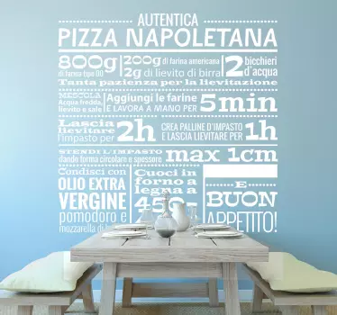 Adesivo Ricetta Pizza - TenStickers