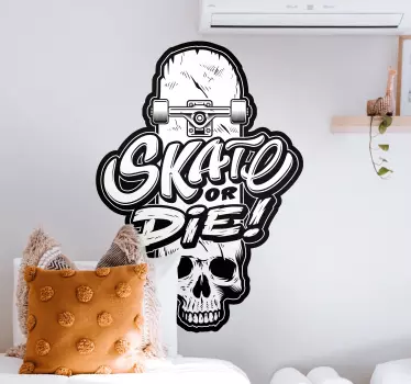Adesivo sport estremo disegno del teschio dello skateboard - TenStickers