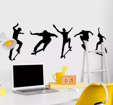 Adesivo sport estremo silhouette trucchi skateboard - TenStickers
