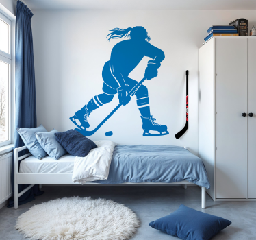 Adesivo sport sagoma di donna che pratica l'hockey su ghiaccio - TenStickers