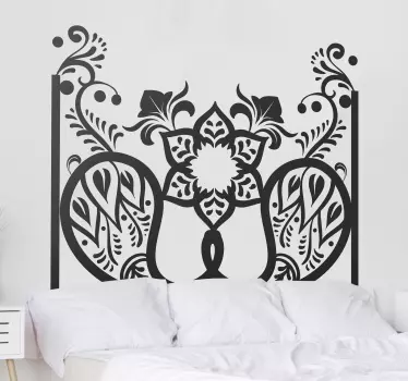Adesivo testata letto caratteristiche botaniche elaborate - TenStickers