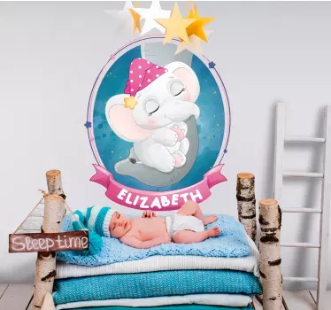 Adesivo cameretta neonato elefantino che dorme - TenStickers