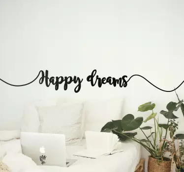 Adesivo testata letto frase per sogni felici - TenStickers