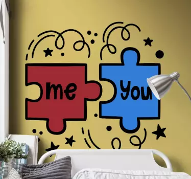 Adesivo testata letto interazione dei pezzi del puzzle - TenStickers