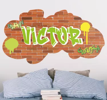 Adesivo testata letto nome personalizzato urban - TenStickers