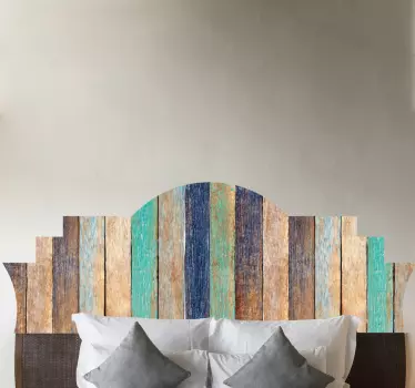 Adesivo testata letto pannello di legno rustico - TenStickers