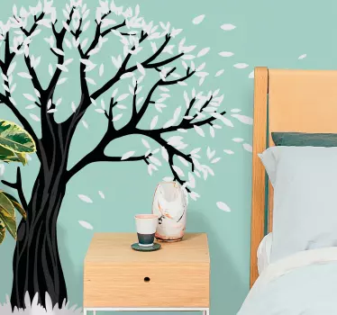 Adesivo testata letto sagoma di albero stilizzato - TenStickers