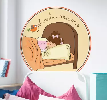 Adesivo testata letto sogni d'oro bambino che dorme - TenStickers