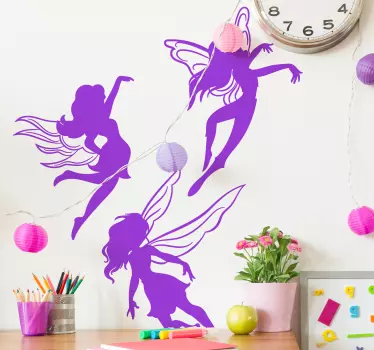 Adesivo trio di silhouette di fate - TenStickers