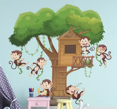 Albero con scimmie adesivo murale albero - TenStickers