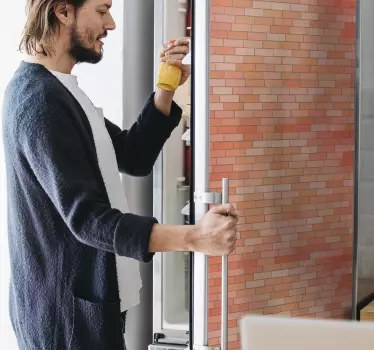 Adesivo per frigo motivo texture rosso mattone - TenStickers