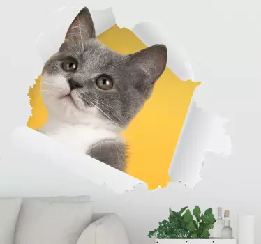 Decorazione parete autoadesivo del gatto 3d - TenStickers
