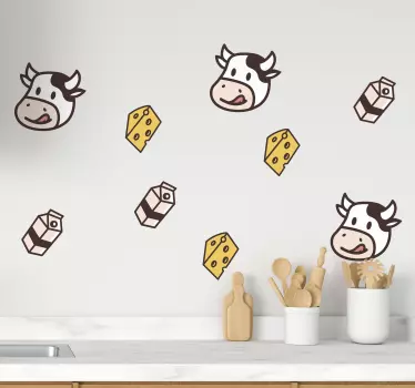 Disegni di adesivi murali cibo latte mucca e formaggio - TenStickers