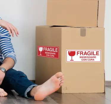 Etichette adesive pacchi MANEGGIARE CON CURA - TenStickers