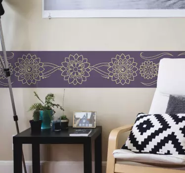 Greca adesiva bordo floreale elegante - TenStickers