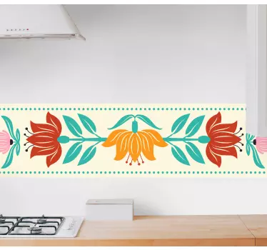 Greca adesiva composizione bordo floreale - TenStickers