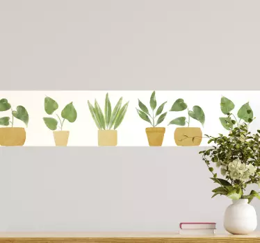 Greca adesiva composizione di verde in vaso - TenStickers