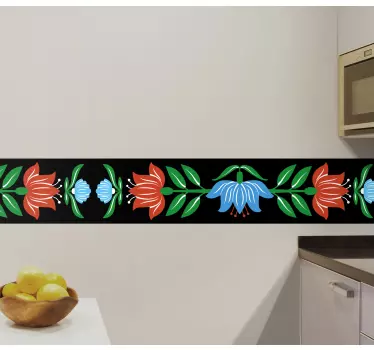 Greca adesiva con motivo floreale - TenStickers