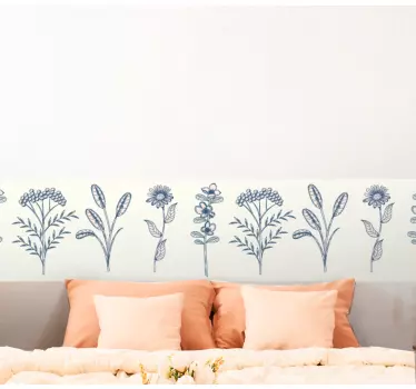 Greca adesiva decorazione floreale bordo - TenStickers