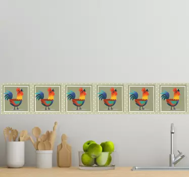 Greca adesiva galli colorati - TenStickers