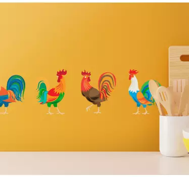 Greca adesiva esposizione di galli colorati - TenStickers