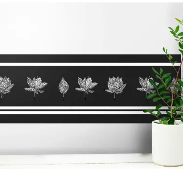 Greca adesiva motivo di fiori sottile - TenStickers