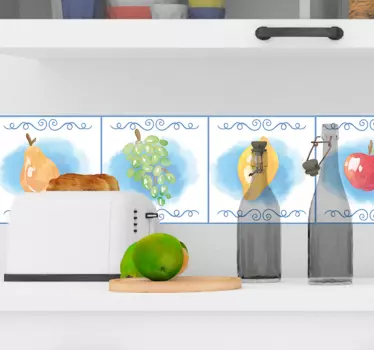 Greca adesiva opere d'arte fruttate vivaci - TenStickers