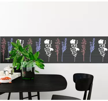 Greca adesiva rappresentazione floreale a schizzo - TenStickers