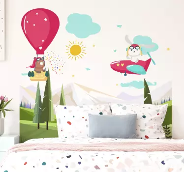 Sticker murale illustrazione montagna e animaletti - TenStickers