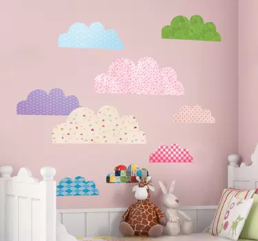 Kit di 9 stickers bambini nuvole texture - TenStickers