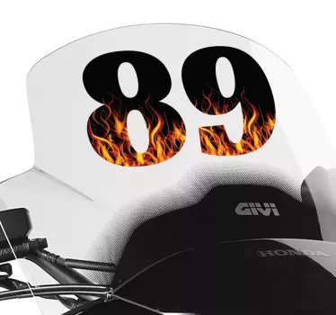 Numeri adesivi moto fiamme - TenStickers