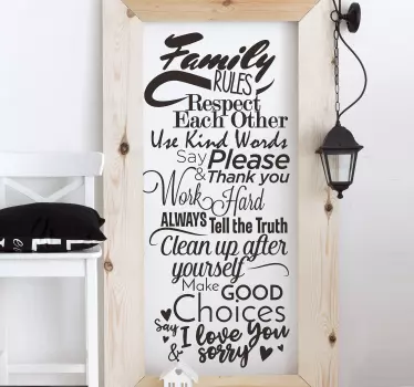 Adesivo murale frase regole della casa inglese - TenStickers