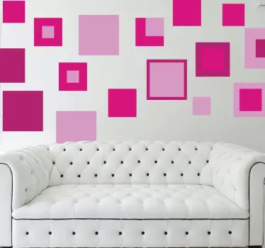 Set di stickers quadrati rosa - TenStickers