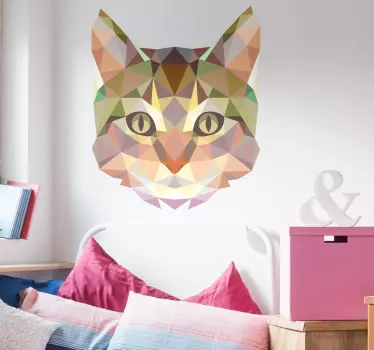 Adesivo 3D gatto geometrico - TenStickers
