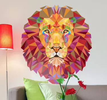 Adesivo 3D leone geometrico - TenStickers