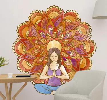 Adesivo murale floreale disegno colorato yoga - TenStickers