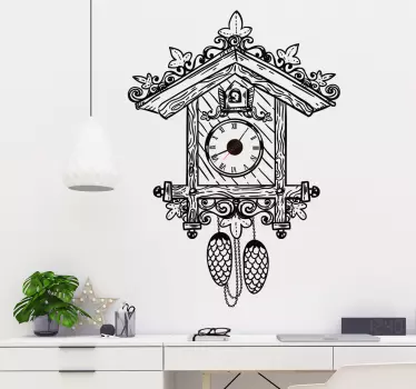 Adesivo murale orologio cucù con numeri romani - TenStickers