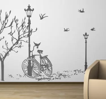 Adesivo muro bicicletta lampione - TenStickers