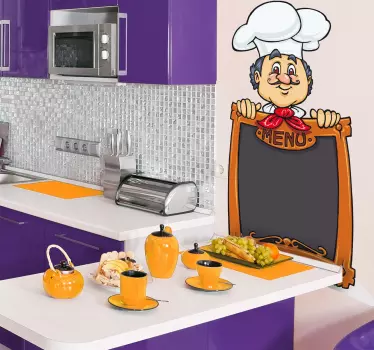 Adesivo muro chef menù lavagna - TenStickers