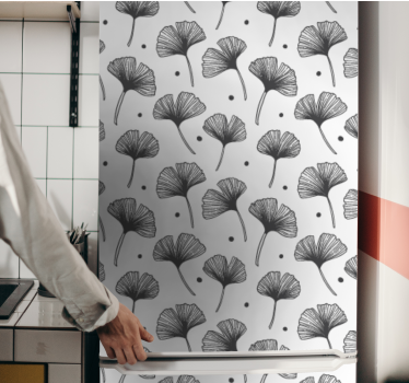 Adesivo per frigo motivo foglia di ginkgo - TenStickers
