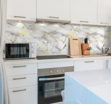 Adesivo texture marmo bianco con venature dorate - TenStickers