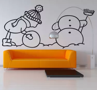 Sticker bambini pupazzo di neve - TenStickers