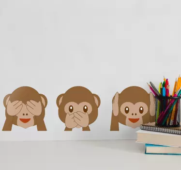 Adesivo murale emoticon scimmiette - TenStickers