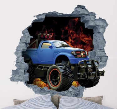 Adesivo murale macchina 3d - TenStickers