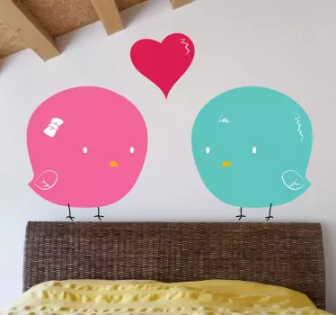 Sticker colorato pulcini innamorati - TenStickers